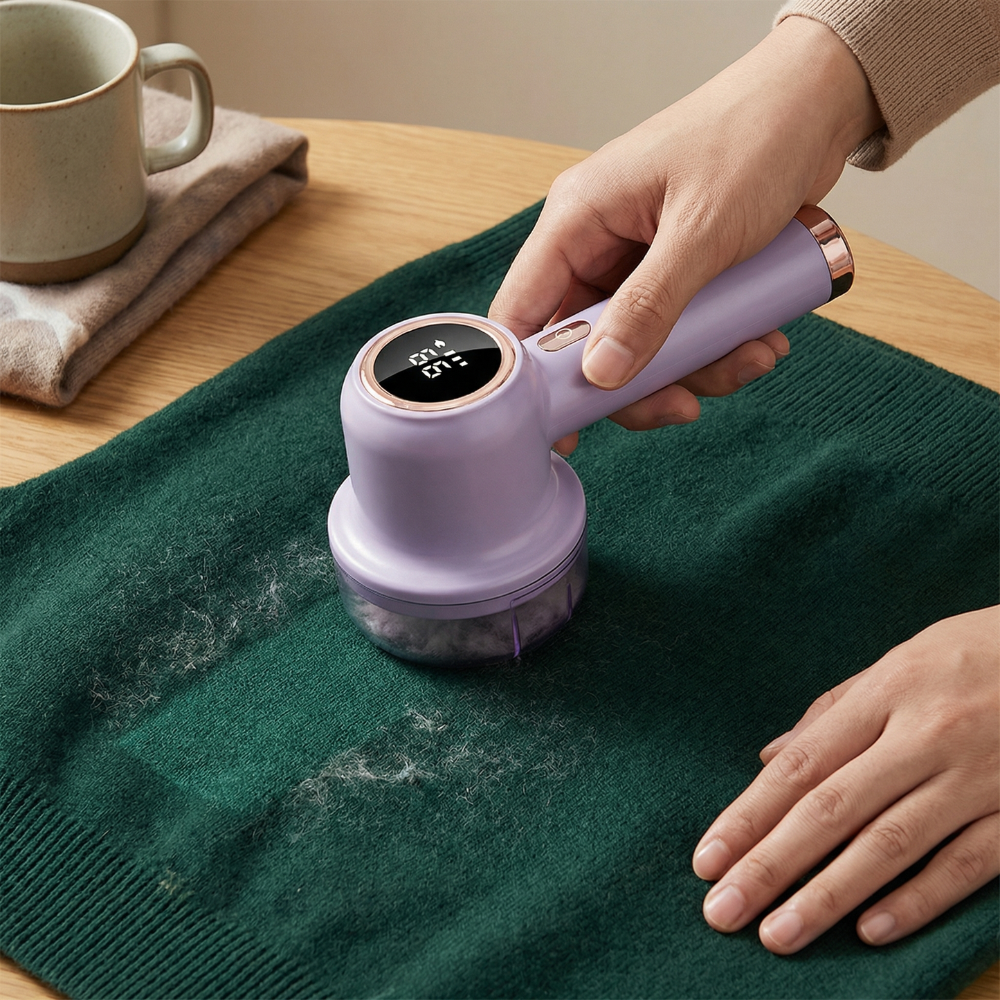 Electric Lint Remover with LED Display – Rechargeable Fabric Shaver with 3 Speed Levels & Large Lint Container