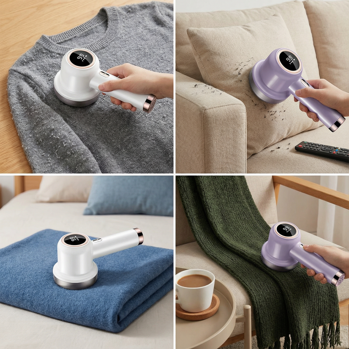 Electric Lint Remover with LED Display – Rechargeable Fabric Shaver with 3 Speed Levels & Large Lint Container