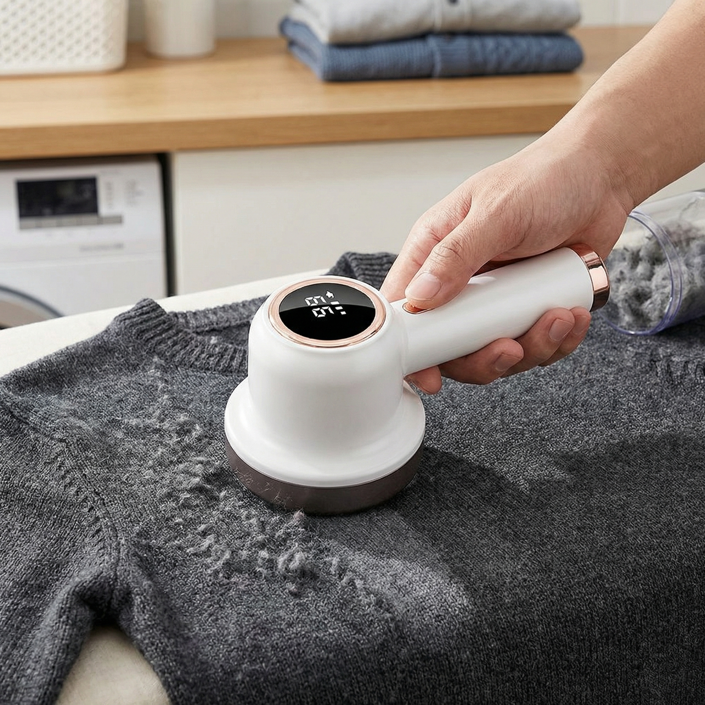 Electric Lint Remover with LED Display – Rechargeable Fabric Shaver with 3 Speed Levels & Large Lint Container